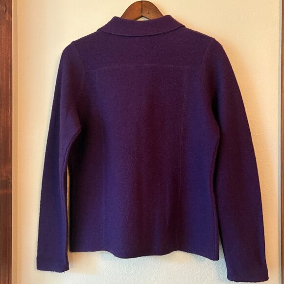 Croft&Barrow 100% Wool Plum Purple Full Zip Sweater Jacket Front Pockets Size S - Picture 6 of 10